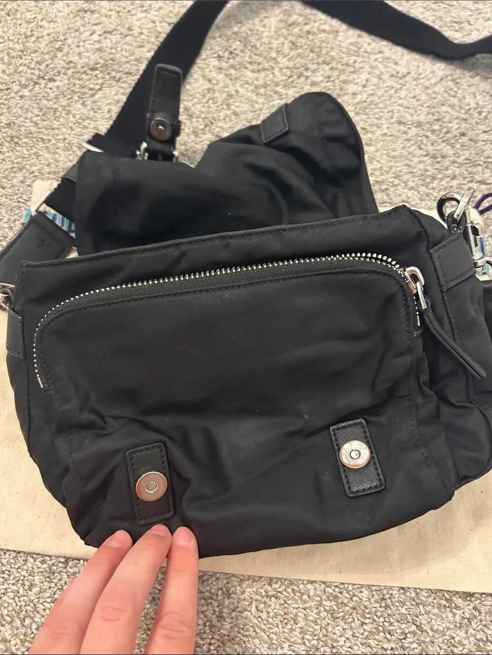 Tory Burch Black Nylon Crossbody Bag with Adjustable Strap